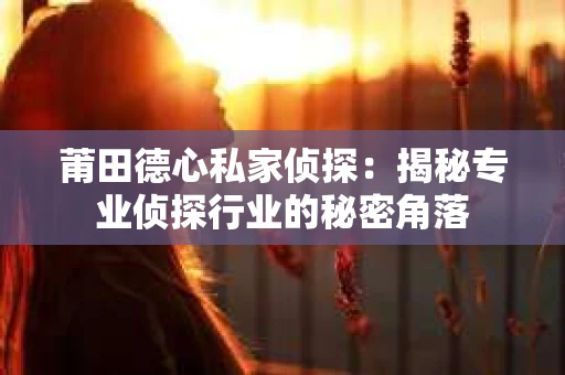 莆田德心私家侦探：揭秘专业侦探行业的秘密角落